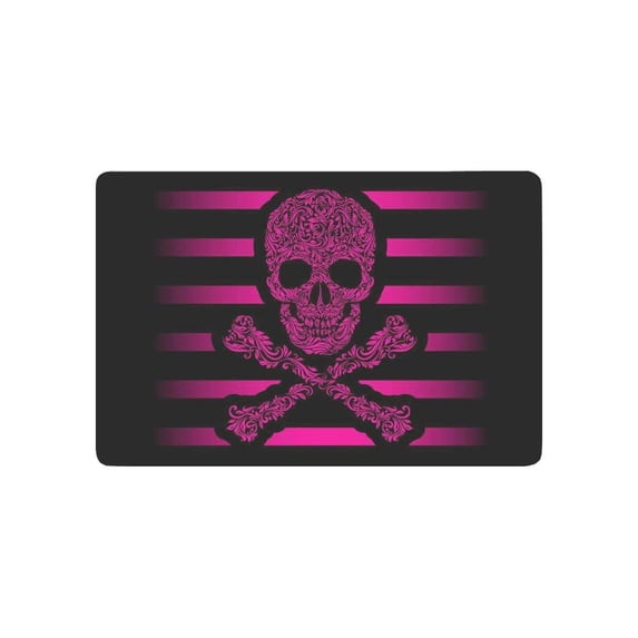 CADecor Sugar Skull Door Mat Home Decor, Pink Floral Skull Indoor Outdoor Entrance Doormat 23.6x15.7 Inches