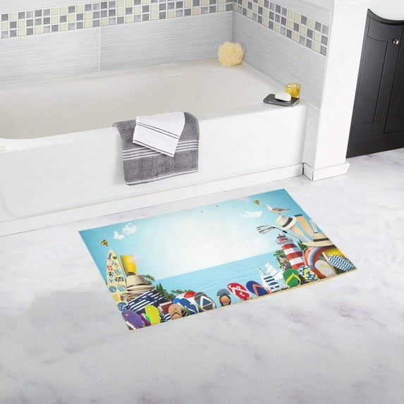 CADecor Summer Holiday Beach Flip Flops Bath Rug Doormat Floor Rug 30x18 inches