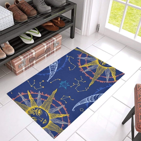 CADecor Sun Moon And Zodiac Seamless Composition Non-Slip Bath Mat Rug Bath Doormat Floor Rug 30x18 inches