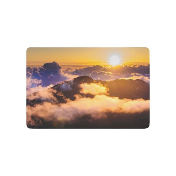 CADecor Sunrise over Clouds Door Mat Home Decor, Winter Distant Mountains Indoor Outdoor Entrance Doormat 23.6x15.7 Inches