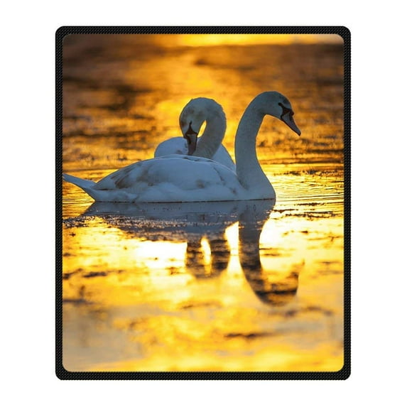 CADecor Swan Blanket Fleece Throw Blanket for Sofa or Bed 58x80 inches