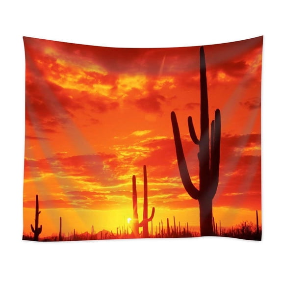 CADecor Tall Cactus Red Sky Home Decor Wall Hanging Tapestry 60x80 Inch