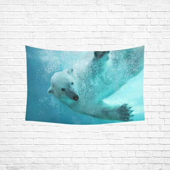 CADecor Tapestry Polar Bear Diving Underwater Wall Hanging Tapestry 40x60 inches