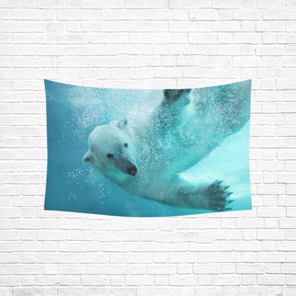 CADecor Tapestry Polar Bear Diving Underwater Wall Hanging Tapestry 40x60 inches