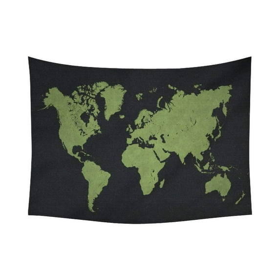 CADecor Tapestry World Map Black Background Tapestry Decor Living Room Art 60x80 inches