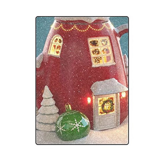 CADecor Teapot Shaped Christmas Hut Fleece Throw Blanket 58x80 inches