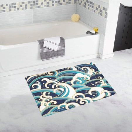 CADecor Traditional Pattern With Ocean Waves Foam Splashes Non-Slip Bath Mat Rug Bath Doormat Floor Rug 30x18 inches price history and forecast - CADecor
