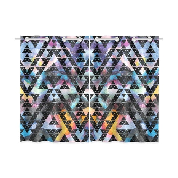 CADecor Tribal galaxy Window Kitchen Curtain, Chevron Aztec Window Treatment Panel Curtains,26x39 inches,Set of 2