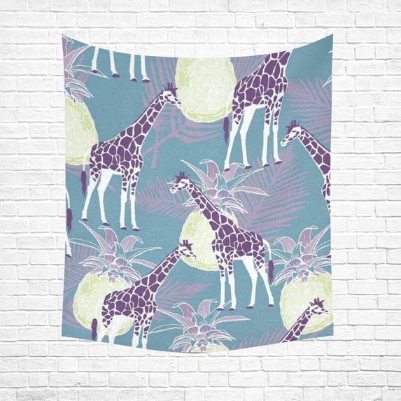 CADecor Tropical Jungle With A Giraffe And Pineapple Home Decor Tapestry Wall Art Wall Tapestry 51x60 Inches