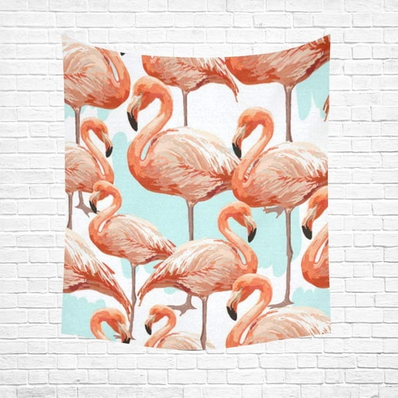 CADecor Tropical Pattern Background With Flamingo Home Decor Tapestry Wall Art Wall Tapestry 60x80 Inches