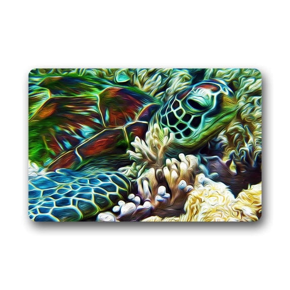 CADecor Turtle Doormat Indoor Outdoor Floor Rug 30x18 inches