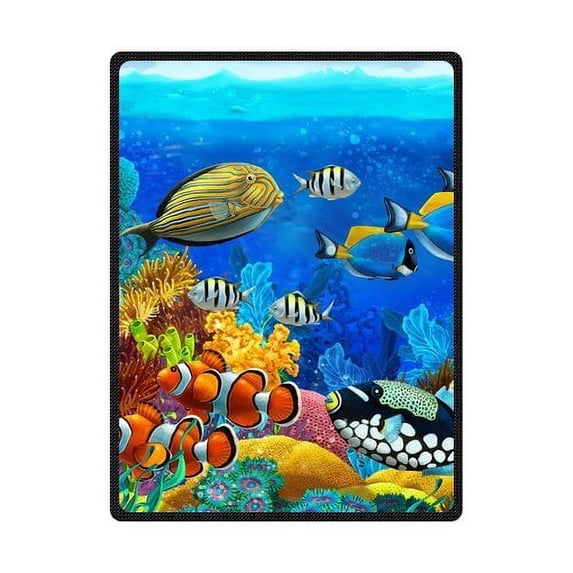 CADecor Underwater World Fish Fleece Blanket Throw Blanket 58x80 inches