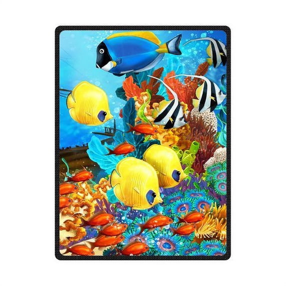 CADecor Underwater World Fish Fleece Blanket Throw Blanket 58x80 inches