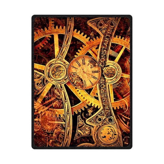 CADecor Vintage Gear Timekeeper Fleece Blanket Throws 58x80 inches