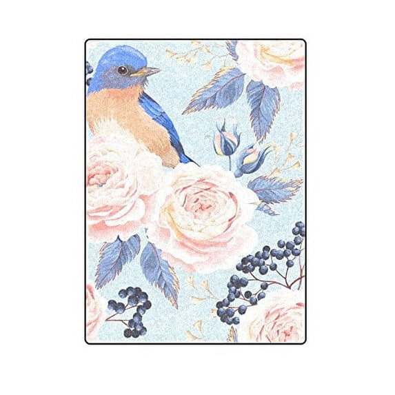 CADecor Vintage Roses And Bird Blanket Throw Super Soft Warm Bed or Couch Blanket 58x80 inches