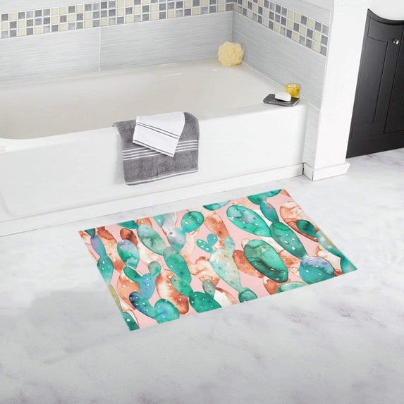 CADecor Watercolor Cactus Doormat Non Slip Bathroom/Floor Mats Bath Rug 30x18 inches