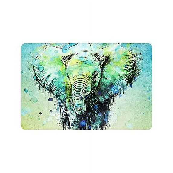 CADecor Watercolor Elephant Non-Slip Indoor/Outdoor Doormat 23.6x15.7 inches
