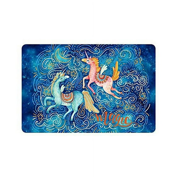 CADecor Watercolor Pair Of Flying Unicorns Non-Slip Indoor/Outdoor Doormat 23.6x15.7 inches