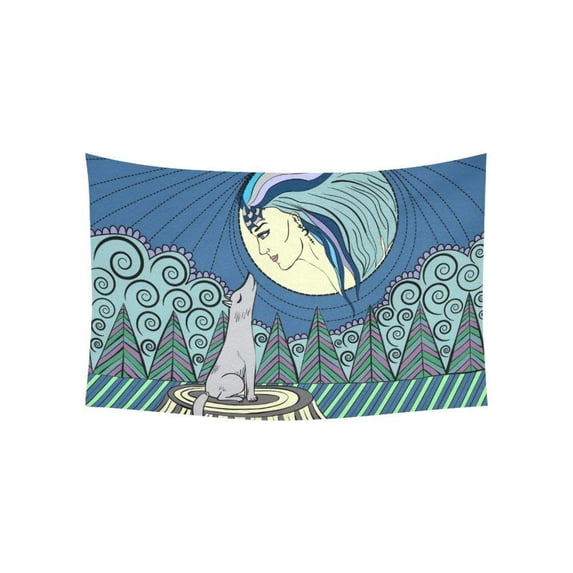 CADecor Wolf Howling At The Moon Bedspread Dorm Decor Wall Hanging Tapestry 60x90 inches