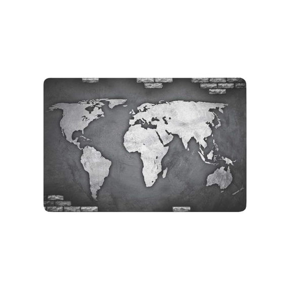 CADecor World Map Door Mat Home Decor, Grey Wall Indoor Outdoor Entrance Doormat 23.6x15.7 Inches