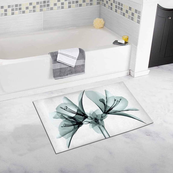 CADecor Xray Image of A Flower Isolated on White, the Amaryllis Bath Mat Soft Bathroom Rugs Doormat 30x18 inches