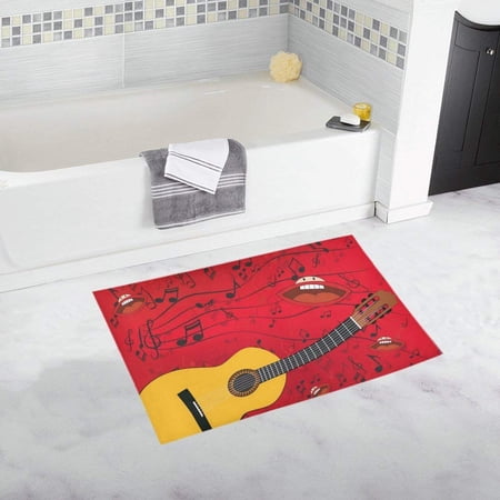 CADecor guitar and singing mouths Non-Slip Bath Rug Bath Mat Rug Doormat 30x18 inches