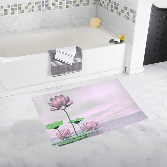CADecor lotus Non-Slip Bath Rug Bath Mat Rug Doormat 30x18 inches