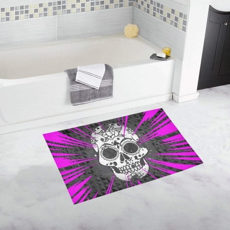 CADecor skull and pink Non-Slip Bath Rug Bath Mat Rug Doormat 30x18 inches