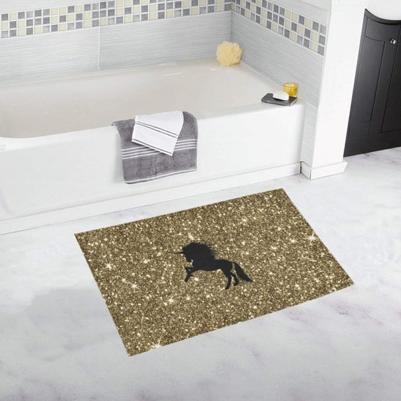 CADecor sparkling unicorn golden Non-Slip Bath Rug Bath Mat Rug Doormat 30x18 inches