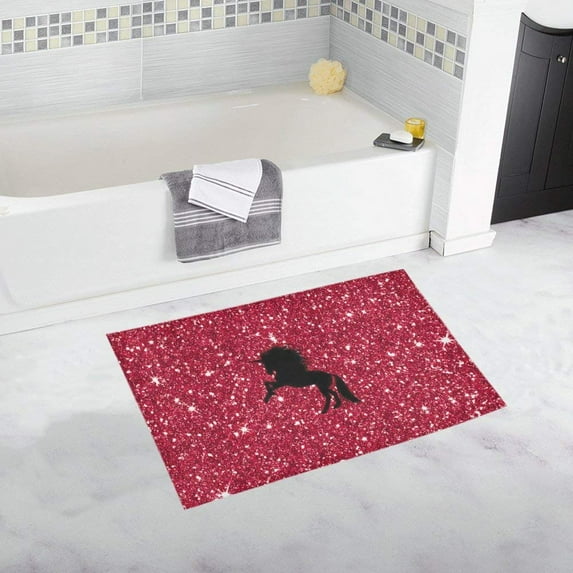 CADecor sparkling unicorn red Non-Slip Bath Rug Bath Mat Rug Doormat 30x18 inches