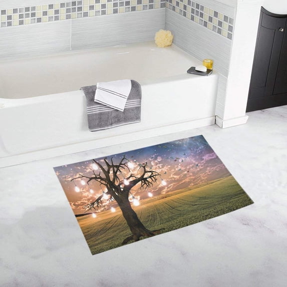 CADecor tree Non-Slip Bath Rug Bath Mat Rug Doormat 30x18 inches