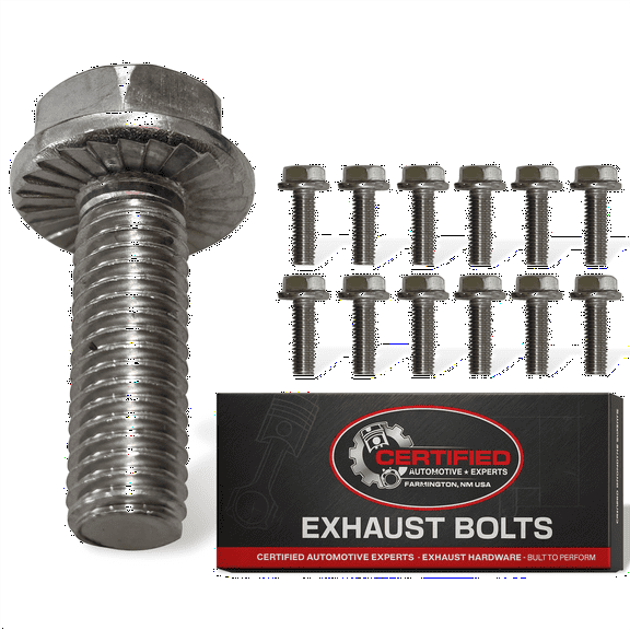 CAE LS Series Exhaust Header Manifold Bolt Kit, 12 Piece Stainless Steel for 4.8L, 5.3L, 5.7L, 6.0L, 6.2L Engines