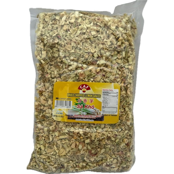 CAF Dried Chopped Lemongrass, Non-GMO Aromatic Herb for Cooking, Herbal Tea, Soups, Curries & Asian Recipes, 12 Oz