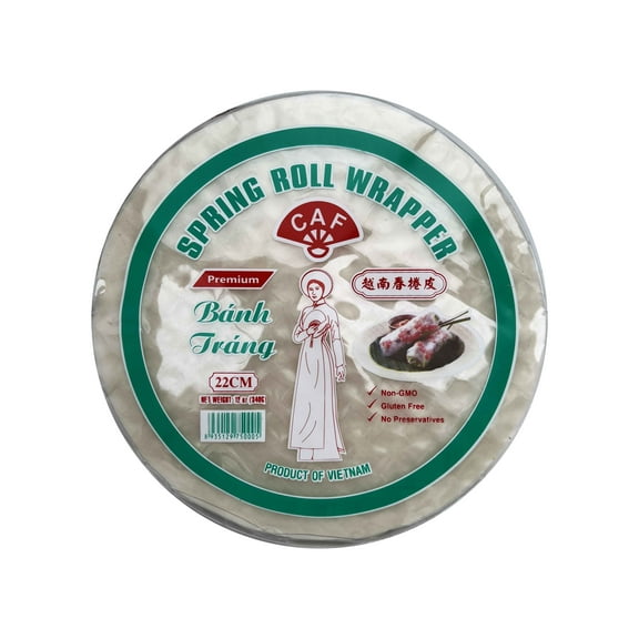 CAF Young Lady Premium Spring Roll Wrapper Rice Paper 12oz Round 22cm