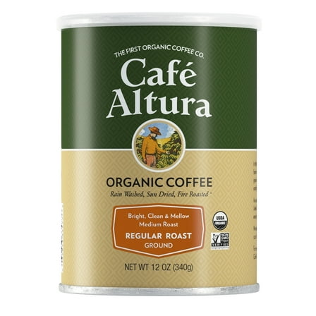 Café Altura, Regular Roast, Medium Roast, Organic Ground Coffee, 12 oz Can