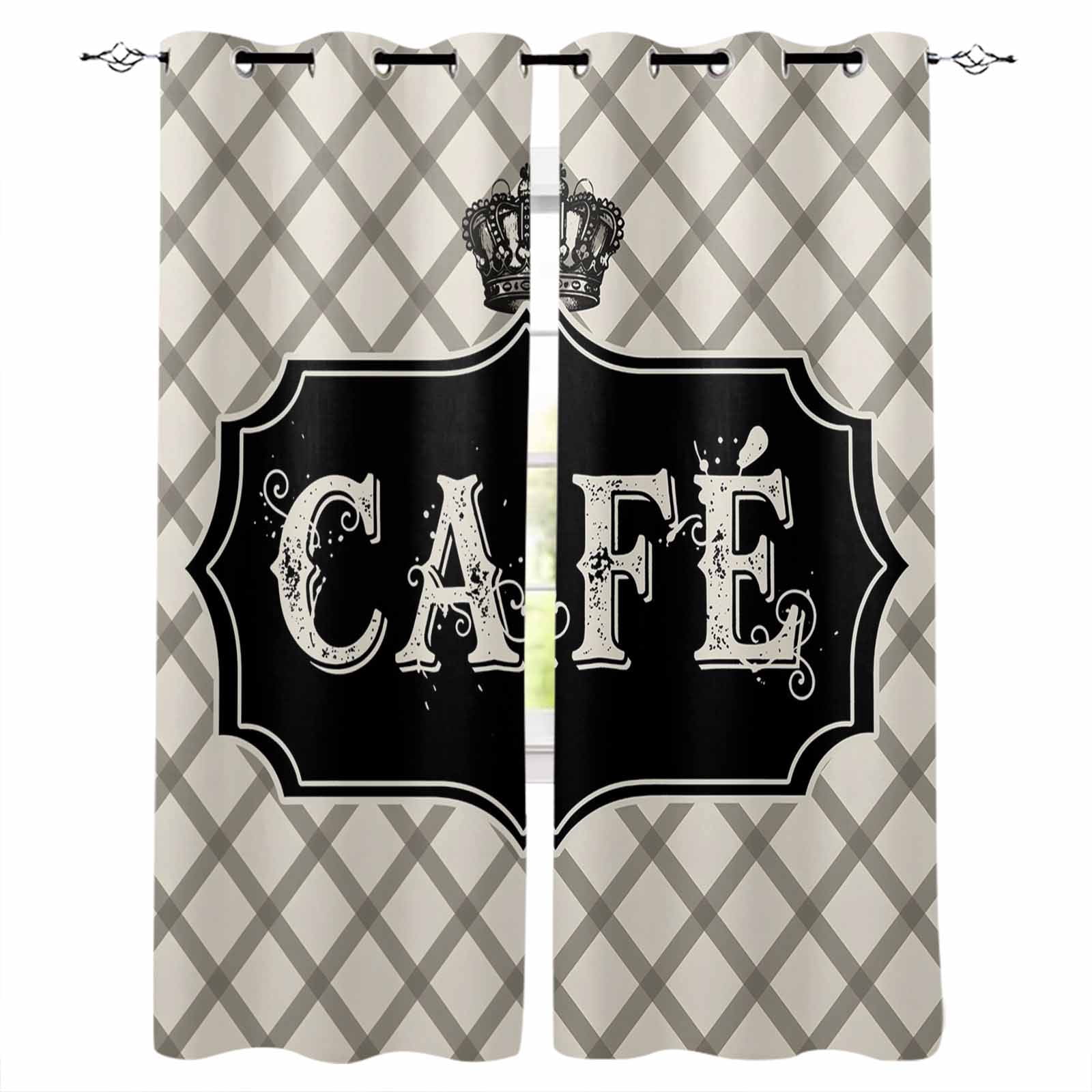 CAFE Blackout Curtains 96 Inch Length Luxury Crown Black Stripes Beige ...