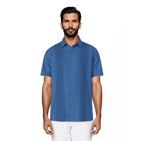Cafe Luna Men's and Big Men's Panel Print Short Sleeve Woven Shirt, Size S-4XL