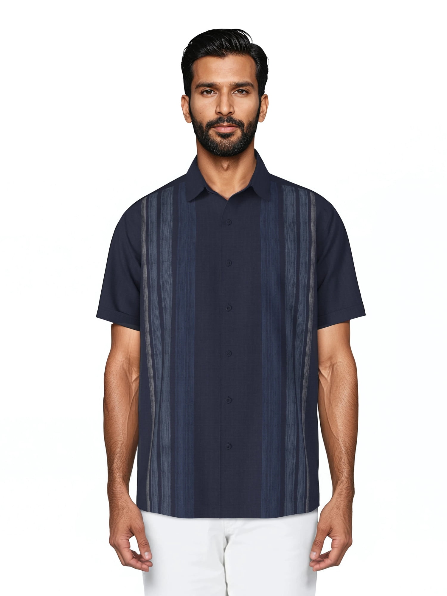 Cafe Luna Men's and Big Men's Gradient Panel Print Short Sleeve Woven Shirt, Size S-4XL