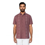 Cafe Luna Men's and Big Men's Printed Geo Panels Short Sleeve Chambray Woven Shirt, Size S-4XL