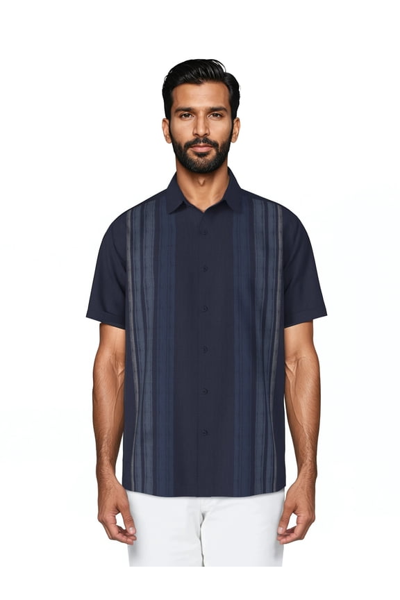 Men's and Big Men's Gradient Panel Print Short Sleeve Woven Shirt, Size S-4XL