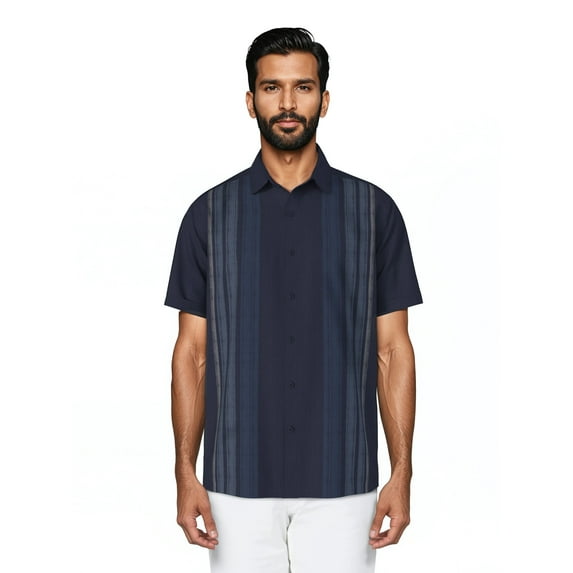 Cafe Luna Men's and Big Men's Gradient Panel Print Short Sleeve Woven Shirt, Size S-4XL