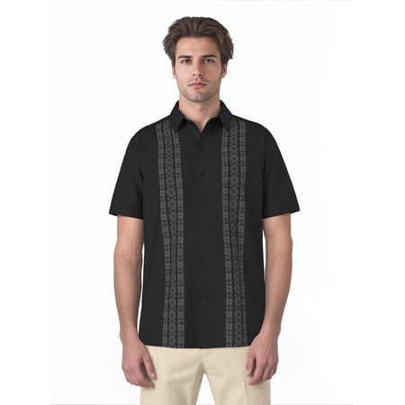 Cafe Luna Men's and Big Men's Abstract Print Panel Short Sleeve Woven Shirt, Size S-4XL