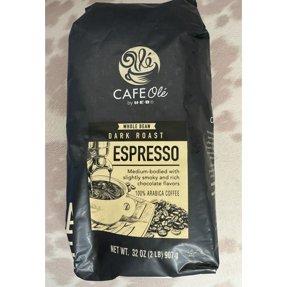 CAFE Olé by H‑E‑B Whole Bean Dark Roast Espresso Coffee 2 LB BAG