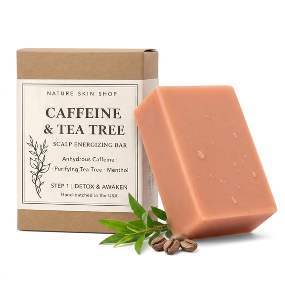Nature Skin Shop Caffeine Shampoo Bar with Tea Tree – Sulfate-Free Solid Shampoo for All Hair Types