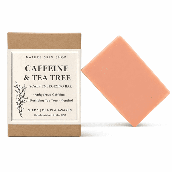 Nature Skin Shop Caffeine Shampoo Bar with Tea Tree – Sulfate-Free Solid Shampoo for All Hair Types