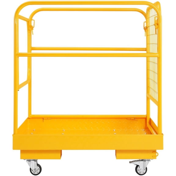 CAFORK 1200LB Forklift Safety Cage - 36x36" Foldable Platform with Swivel Wheels