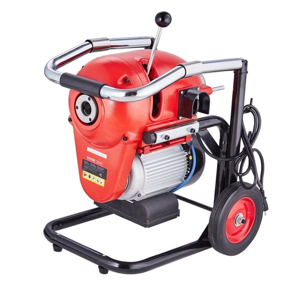 CAFORKP 120FT x 6/5" 1100W Manual Feed Sectional Drain Snake Auger - Heavy Duty Drain Cleaning Machine for Clogged Pipes