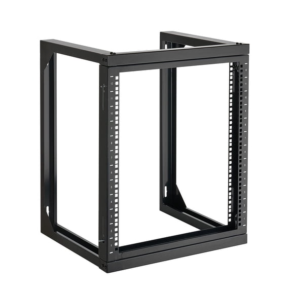 CAFORKP 12U Wall Mount Network Rack with Swing Gate, 150 lb Capacity, 19" Open Frame for Servers, IT & Audio Visual Devices, Durable Carbon Steel Construction, Black Finish