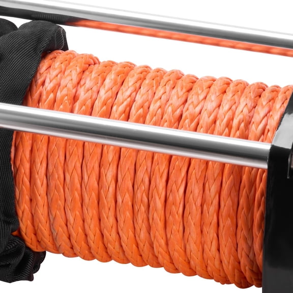 CAFORKP 12V DC Electric Winch 10000 LBS, 7/20"x65ft Synthetic Rope, Aluminum Fairlead, Dual Remote Control, IP55 Waterproof