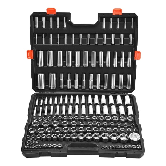 CAFORKP 163-Piece Socket Set with 3/8, 1/4 & 1/2 Inch Drives, SAE/Metric Sockets, Deep & Standard, Chrome Vanadium Steel, Heavy-Duty Storage Case for Automotive & DIY Repair
